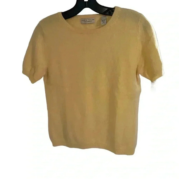 Lord & Taylor women’s CASHMERE short sleeve crew neck sweater size M - Picture 1 of 5